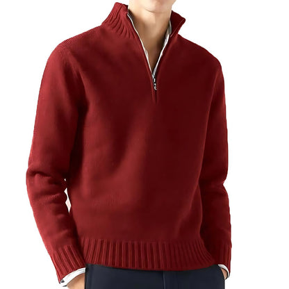 Men’s Half-Zip Sweater | Ribbed Knit Pullover | Warm Casual Layer