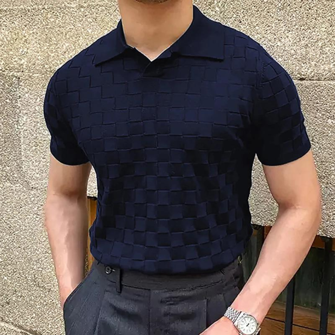 Men's Ribbed Knit Polo Shirt | Lightweight Textured Short Sleeve Top | Summer Casual Canada