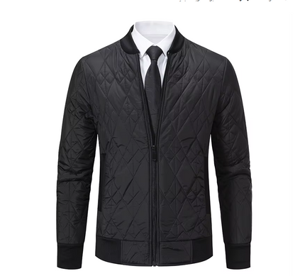Men’s Diamond Quilted Jacket | Lightweight Bomber Fit | Transitional Zip-Up Outerwear