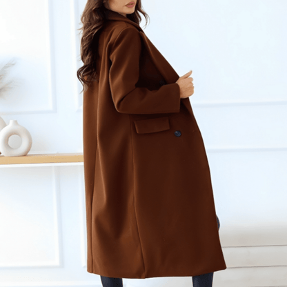 Double-Breasted Long Coat | Tailored Statement Outerwear for Women