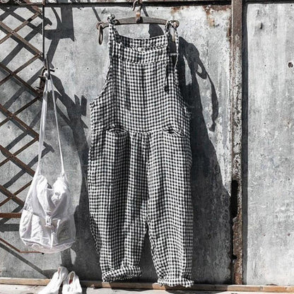 Relaxed Linen Overalls | Striped Cropped Fit | Casual Summer Layer