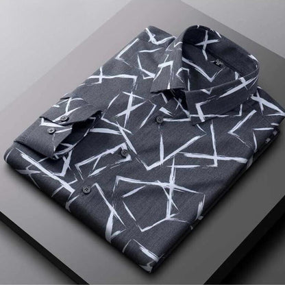 Men’s Printed Dress Shirt | Slim Fit Button-Down | Modern Casual Office Wear