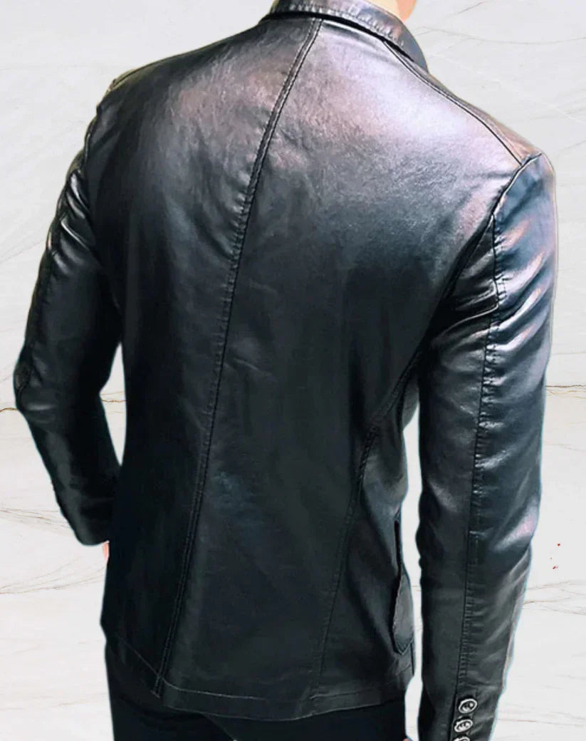 Men's Faux Leather Blazer Jacket | Sleek Streetwear Layer | Lightweight Moto Fit