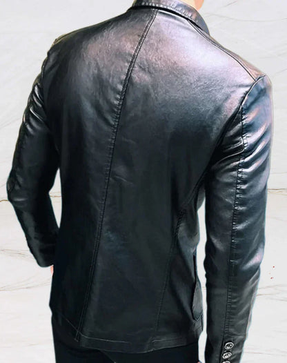 Men's Faux Leather Blazer Jacket | Sleek Streetwear Layer | Lightweight Moto Fit