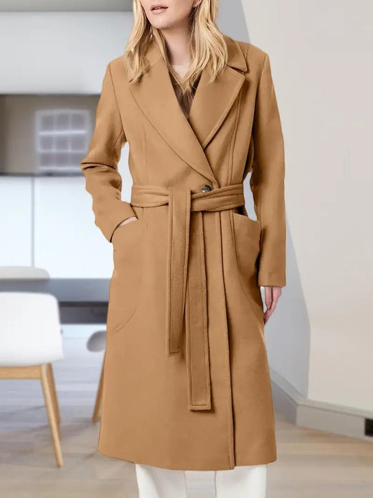 Long Belted Wool Coat | Tailored Fit | Elegant and Warm