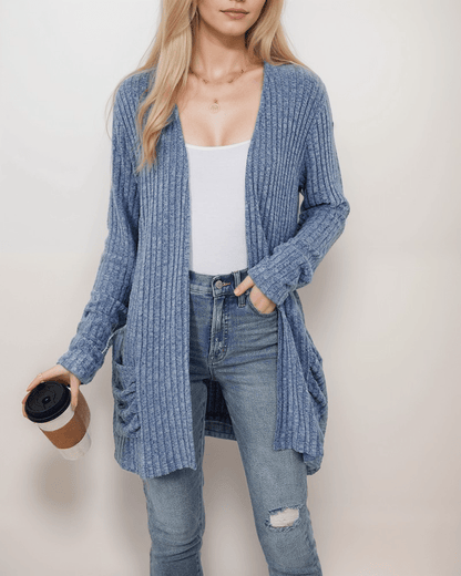 Relaxed Ribbed Cardigan | Multicolour | Polyester Blend | Lightweight Comfort