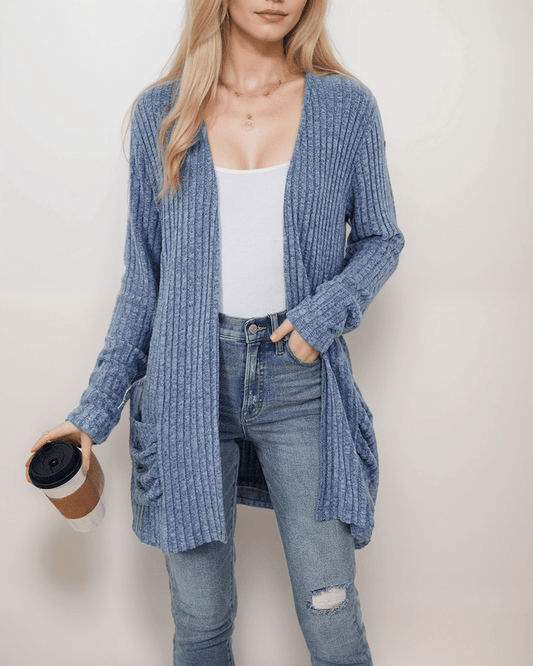 Relaxed Ribbed Cardigan | Multicolour | Polyester Blend | Lightweight Comfort