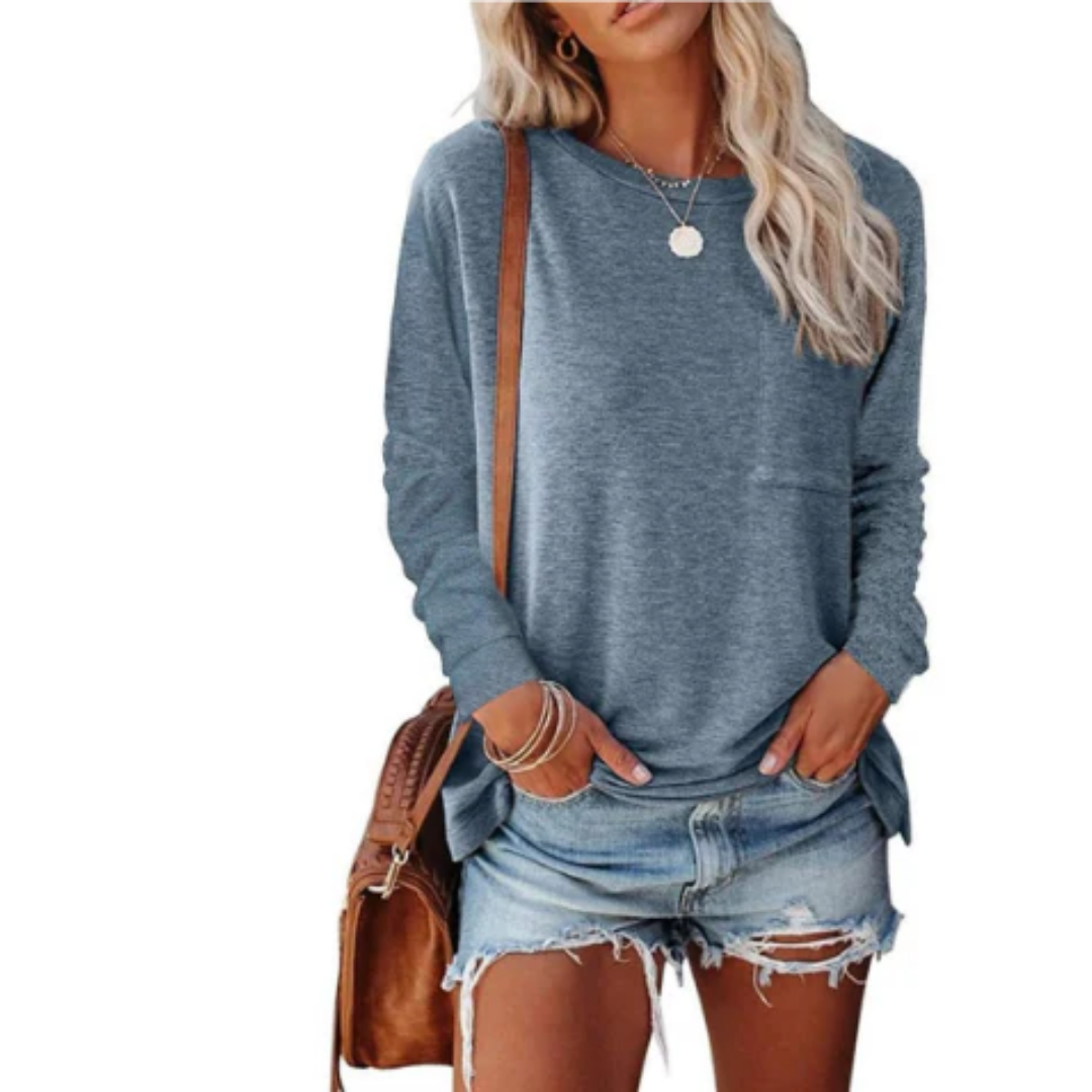 Women's Lightweight Long Sleeve Tee | Casual Relaxed Fit Top | Everyday Essential
