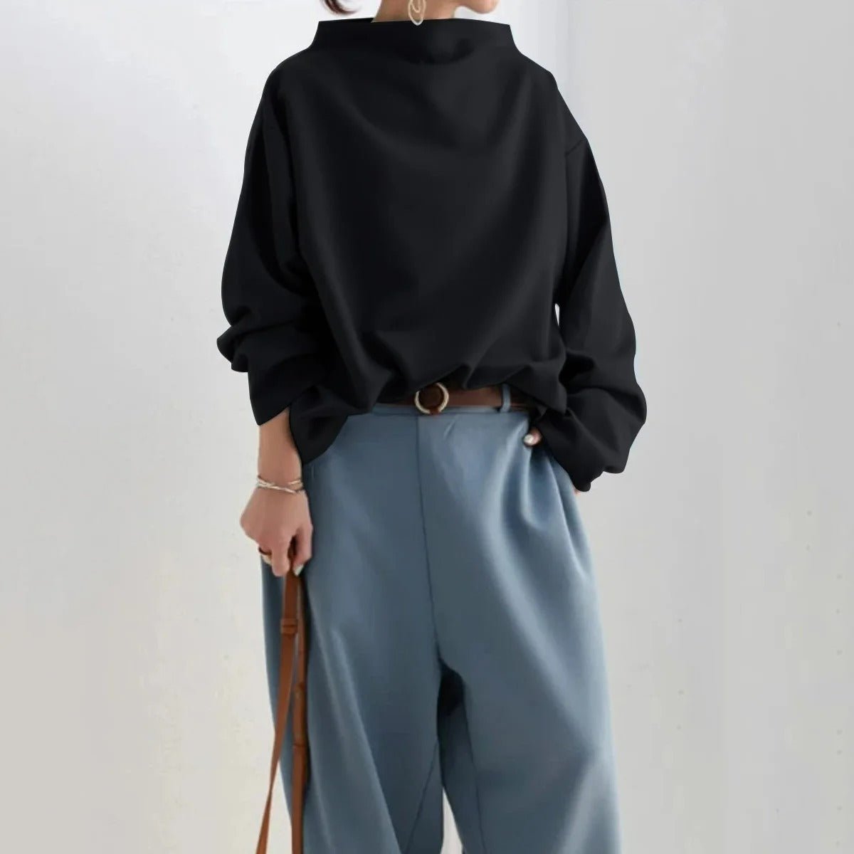 High Neck Oversized Pullover | Minimalist Style | Soft Knit Feel