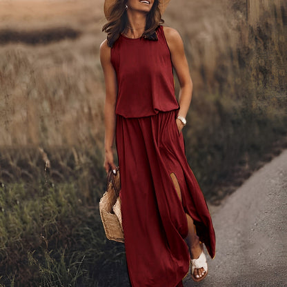 Two-Piece Maxi Set | Sleeveless Top & Slit Skirt | Casual Summer Co-Ord