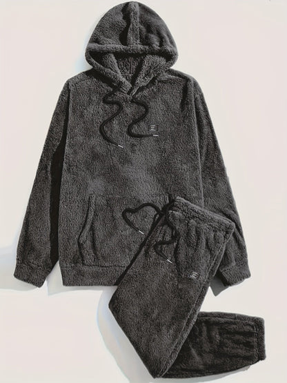 Men's Fleece Loungewear Set | Plush Hoodie & Joggers | Winter Indoor Comfortwear