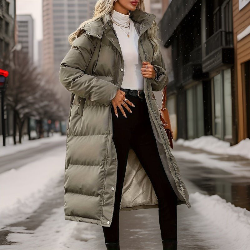 Longline Puffer Coat | Insulated Winter Jacket | Hooded Design