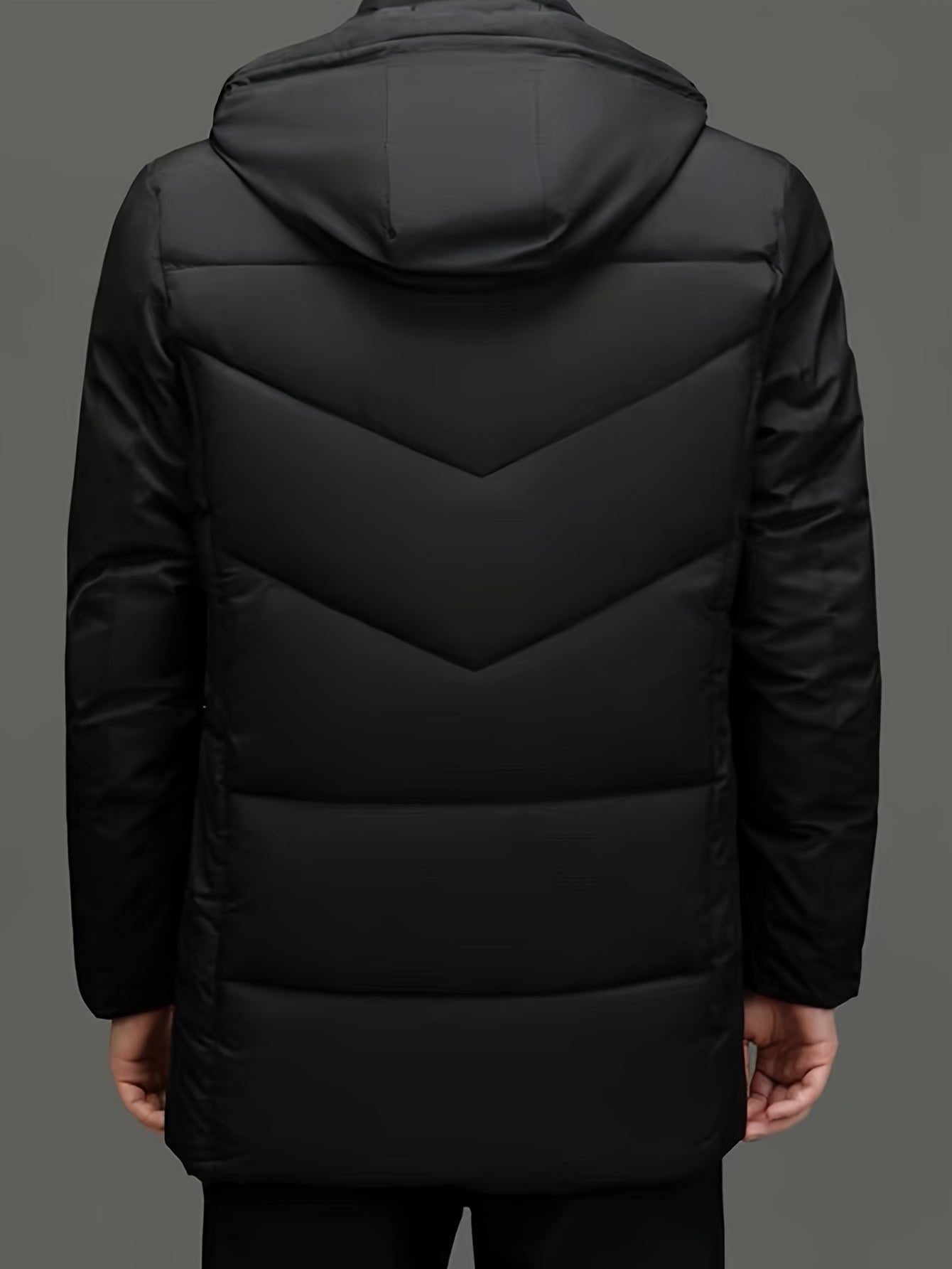 Men's Mid-Length Puffer Jacket | Removable Hood | Insulated Winter Coat
