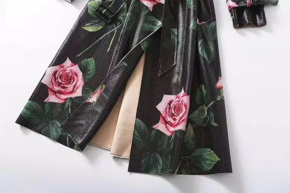 Floral Print Longline Trench Coat | Belted Waist | Statement Outerwear | Elegant Design