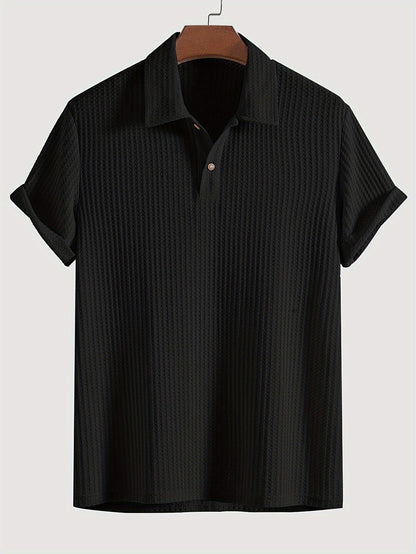 Men's Knit Polo Shirt | Textured Short Sleeve Top | Lightweight Summer Casualwear
