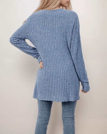 Relaxed Ribbed Cardigan | Multicolour | Polyester Blend | Lightweight Comfort