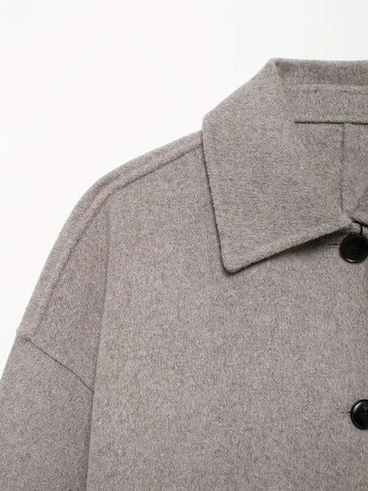 Cropped Wool-Blend Jacket | Minimalist Design | Boxy Fit | Modern Layer