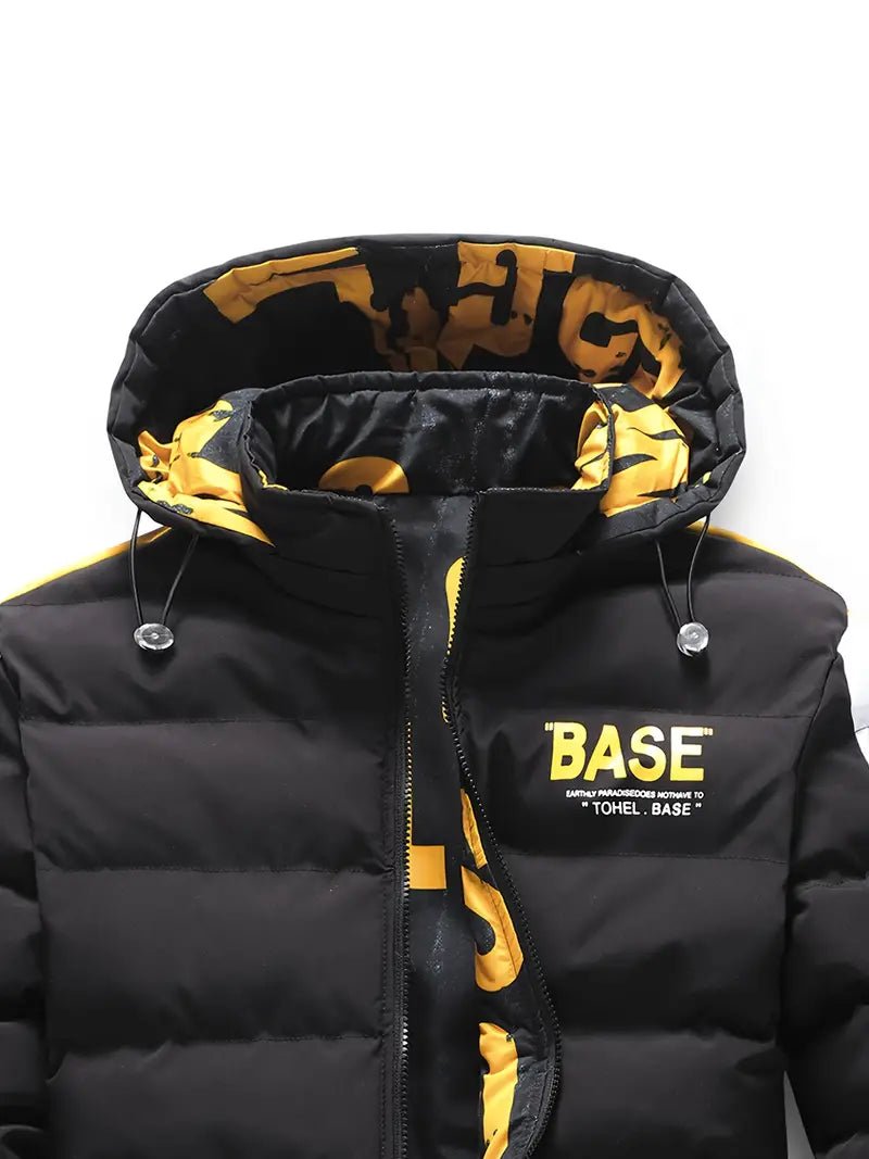 Men's Puffer Jacket | Bold Graphic Hood Lining | Insulated & Water-Resistant | Winter Streetwear