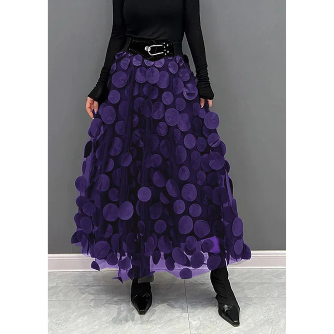 3D Appliqué Mesh Skirt | Voluminous Statement Tulle | High-Waist Layered Design