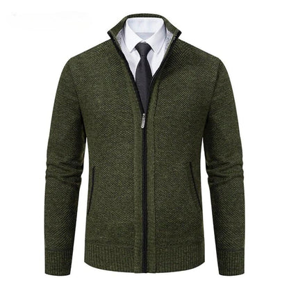 Men’s Full Zip Knit Jacket | Ribbed Trim | Lightweight Layer