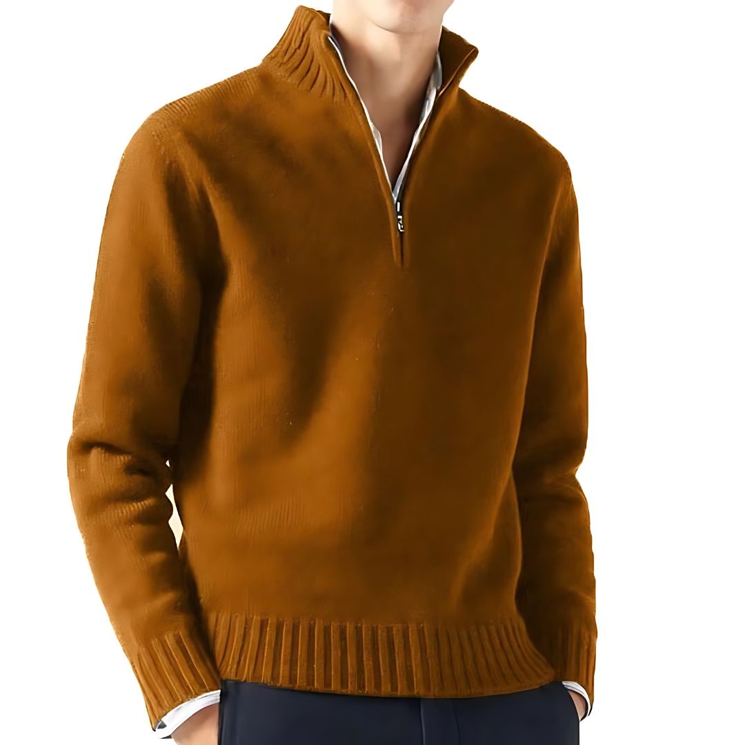 Men’s Half-Zip Sweater | Ribbed Knit Pullover | Warm Casual Layer