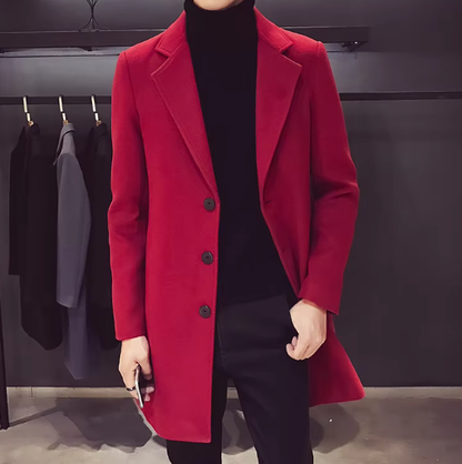 Men’s Wool-Blend Overcoat | Single-Breasted Classic Fit | Midweight Fall Jacket