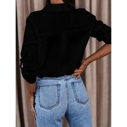 Longline Button-Up Shirt | Roll-Tab Sleeves | Classic Collar
