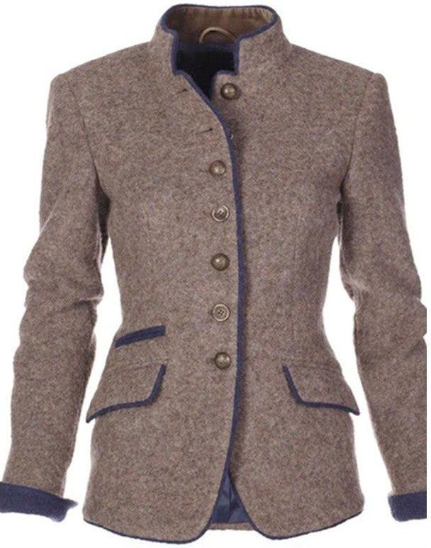 Heritage Button Blazer | Wool Blend Tailoring with Classic Collar