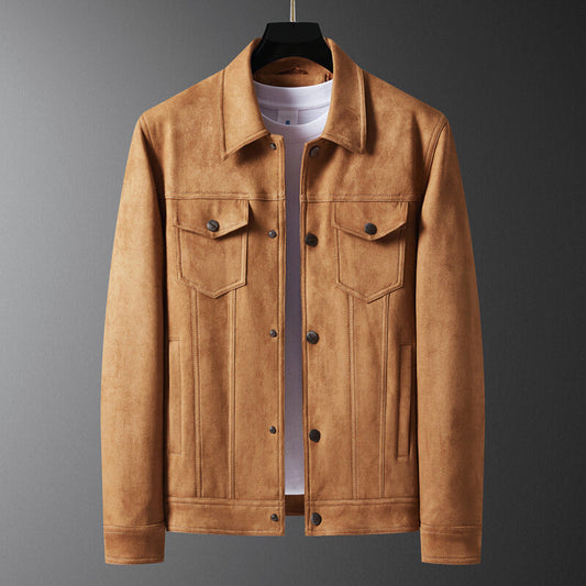 Men’s Suede Trucker Jacket | Classic Button-Up Outerwear for Transitional Weather