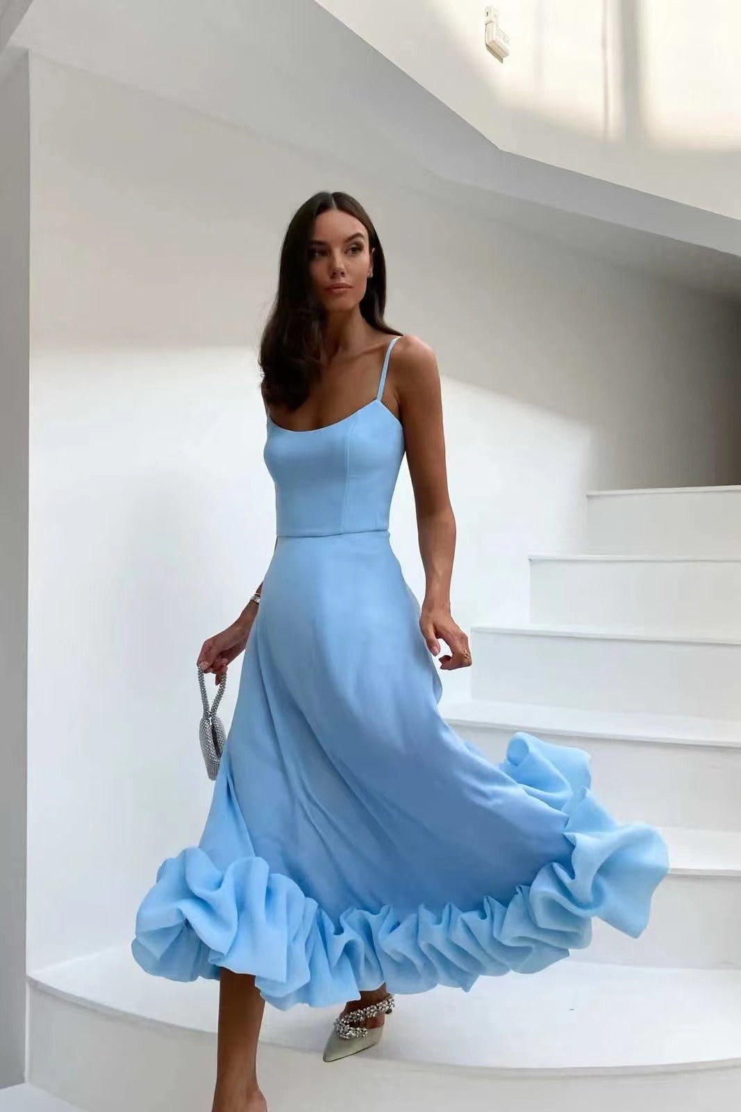 Ruffle Hem Maxi Dress | Sleeveless Fit & Flare | Elegant Evening Silhouette