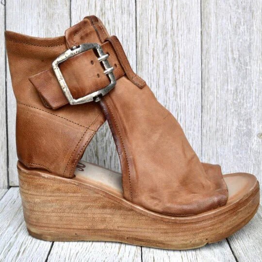 Open Toe Wedge Sandals | Buckle Strap Detail | Elevated Platform