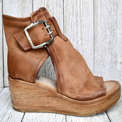 Open Toe Wedge Sandals | Buckle Strap Detail | Elevated Platform