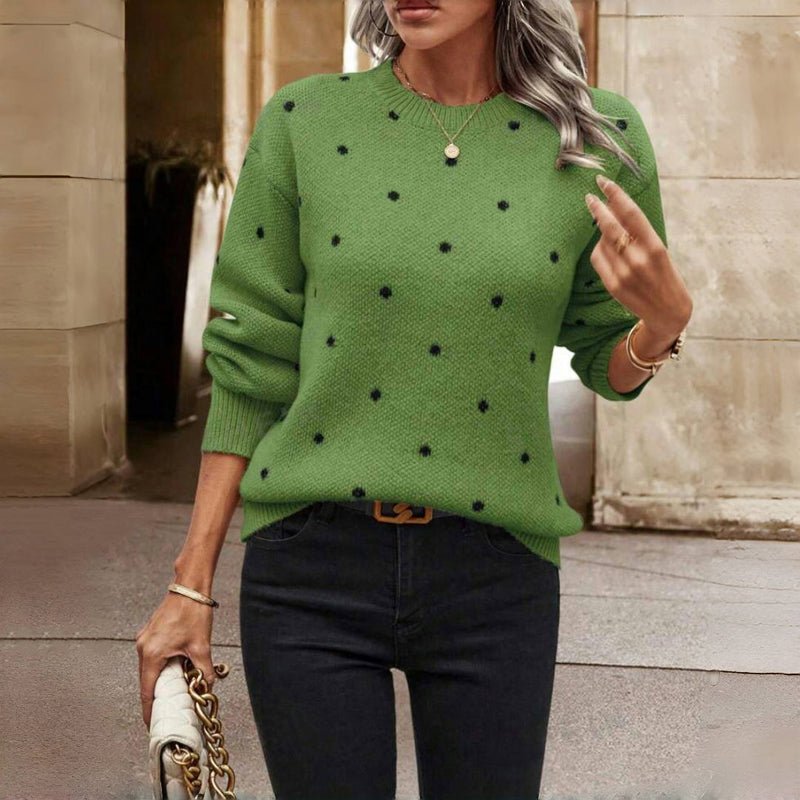 Textured Knit Sweater | Lightweight Pullover with Dot Pattern