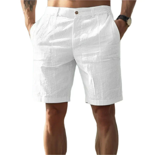Men's White Linen Blend Shorts | Lightweight Summer Casual Shorts | Warm Weather Essential Canada