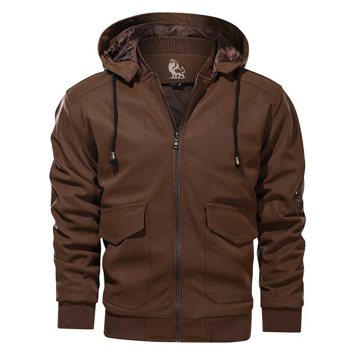 Men’s Quilted Hooded Work Jacket | Warm Lined | Ribbed Hem & Cuffs