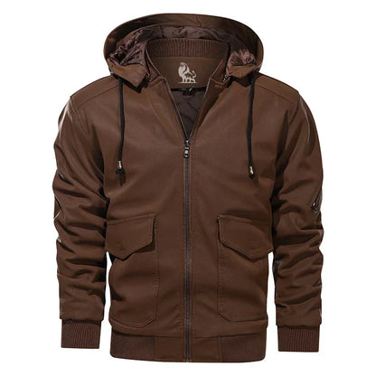 Men’s Quilted Hooded Work Jacket | Warm Lined | Ribbed Hem & Cuffs