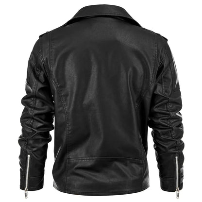 Men’s Faux Leather Biker Jacket | Classic Moto Style | Zip Details & Belted Hem