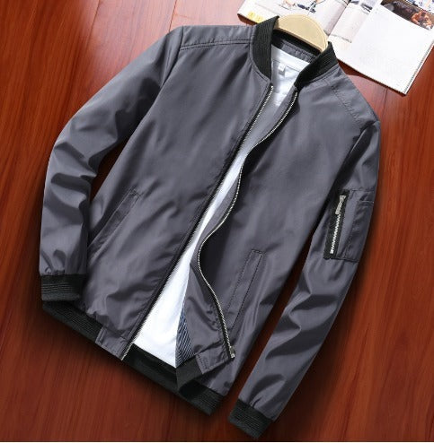 Men’s Lightweight Bomber Jacket | Zip Arm Pocket | Casual Streetwear Layer