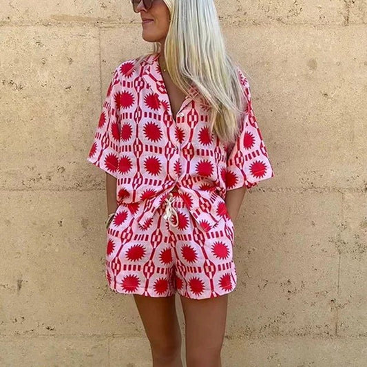 Printed Shirt & Shorts Set | Lightweight Two-Piece | Summer-Ready Fit