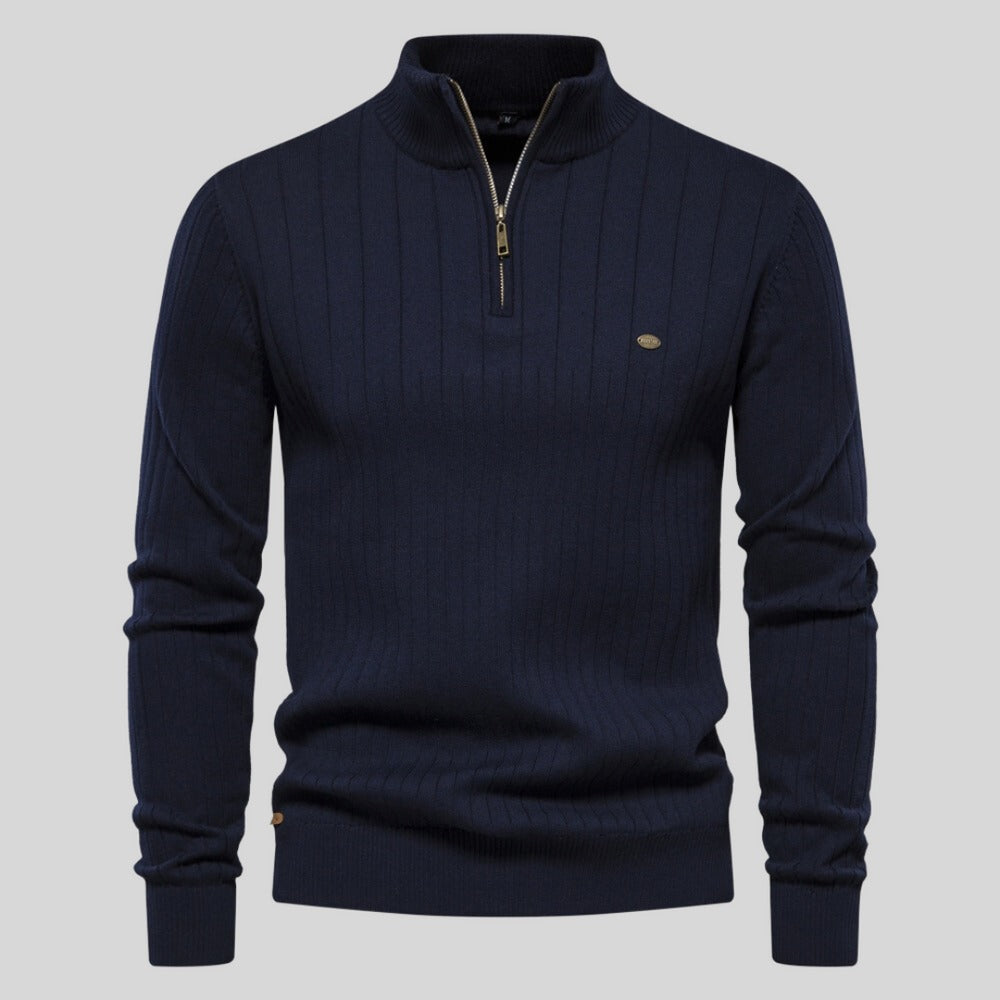 Men's Ribbed Half-Zip Sweater | Structured Knit | Versatile Cool-Weather Layer