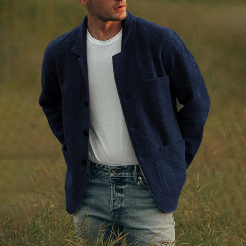 Wool-Blend Knit Blazer | Button-Front Cardigan Jacket | Smart Casual Layer