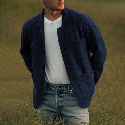 Wool-Blend Knit Blazer | Button-Front Cardigan Jacket | Smart Casual Layer