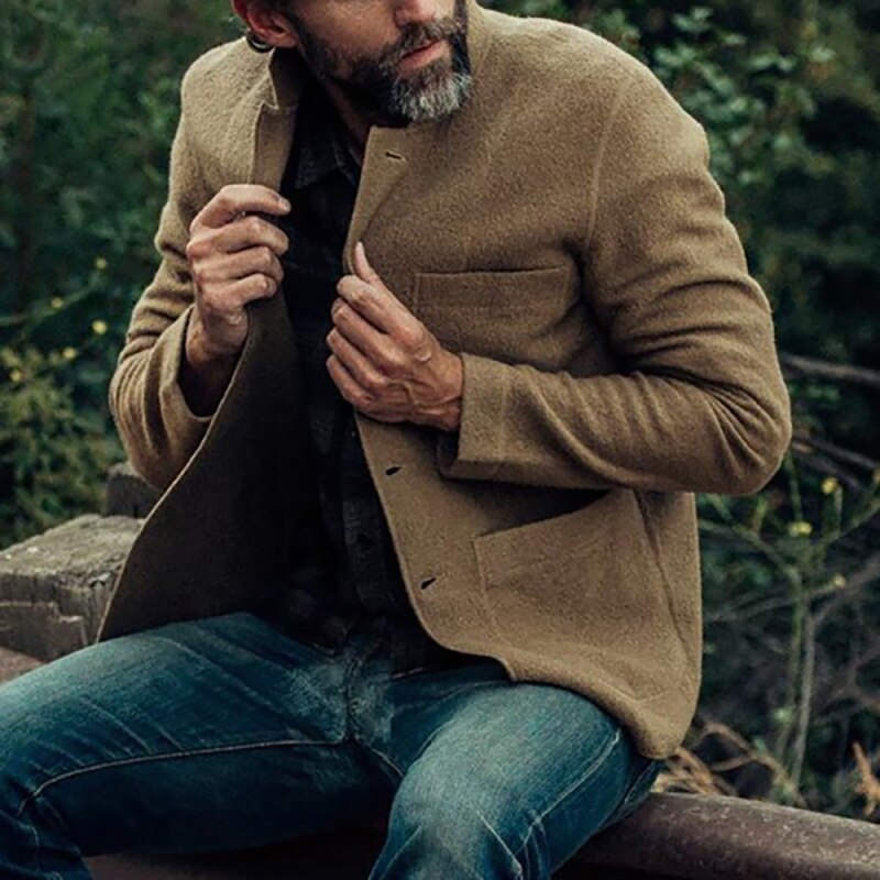 Wool-Blend Knit Blazer | Button-Front Cardigan Jacket | Smart Casual Layer