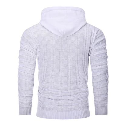 Alpha Knit Hoodie | Textured Pullover with Drawstring Hood