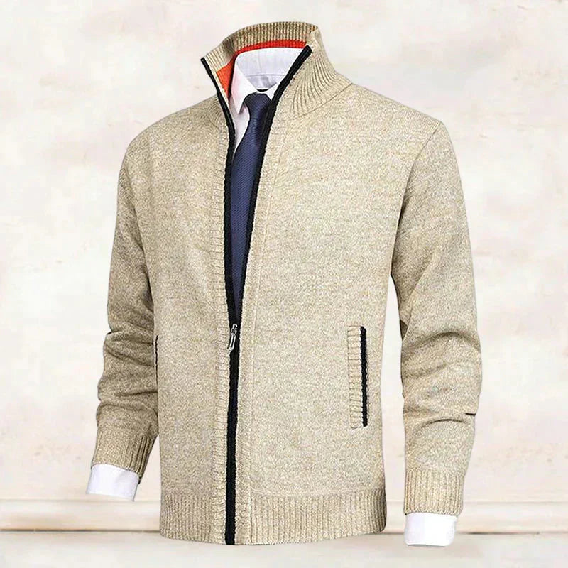 Men’s Knit Zip Jacket | Ribbed Collar | Lightweight Everyday Layer