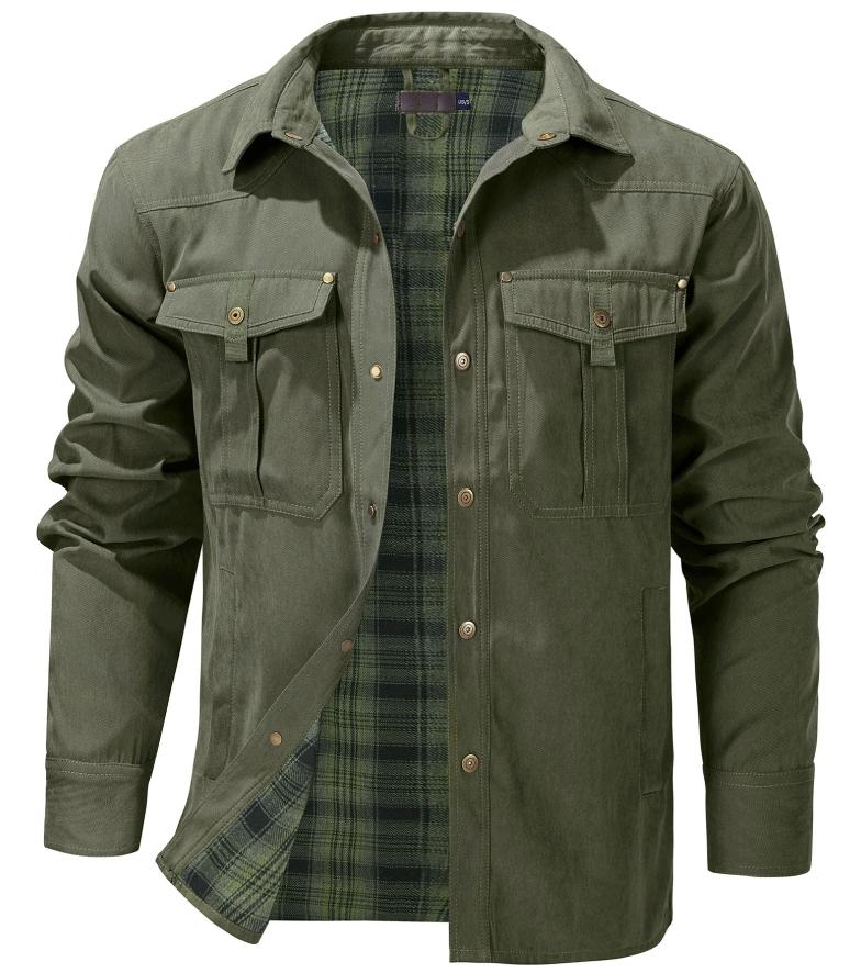 Men’s Flannel-Lined Overshirt | Button-Up Shirt Jacket | Transitional Outerwear