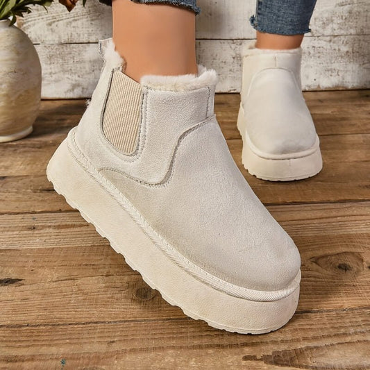 Faux Suede Fleece-Lined Ankle Boots | Warm & Durable | Slip-On Design