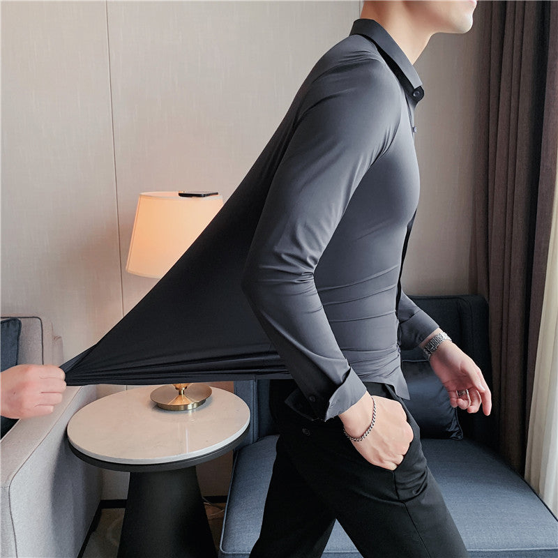 Men’s Stretch Dress Shirt | Wrinkle-Resistant Performance Fabric | Slim Office Fit