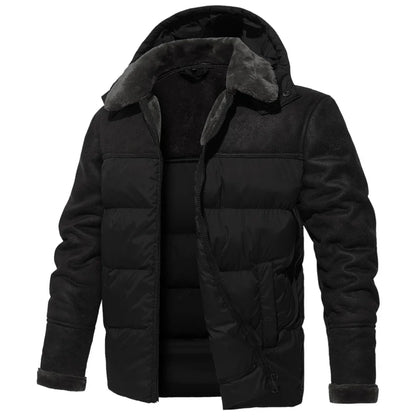 Men’s Winter Puffer Jacket | Fleece-Lined Interior & Detachable Hood | Cold Weather Essential