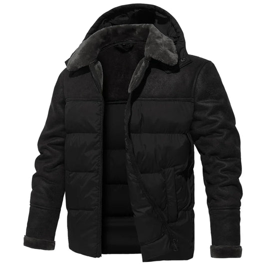 Men’s Winter Puffer Jacket | Fleece-Lined Interior & Detachable Hood | Cold Weather Essential